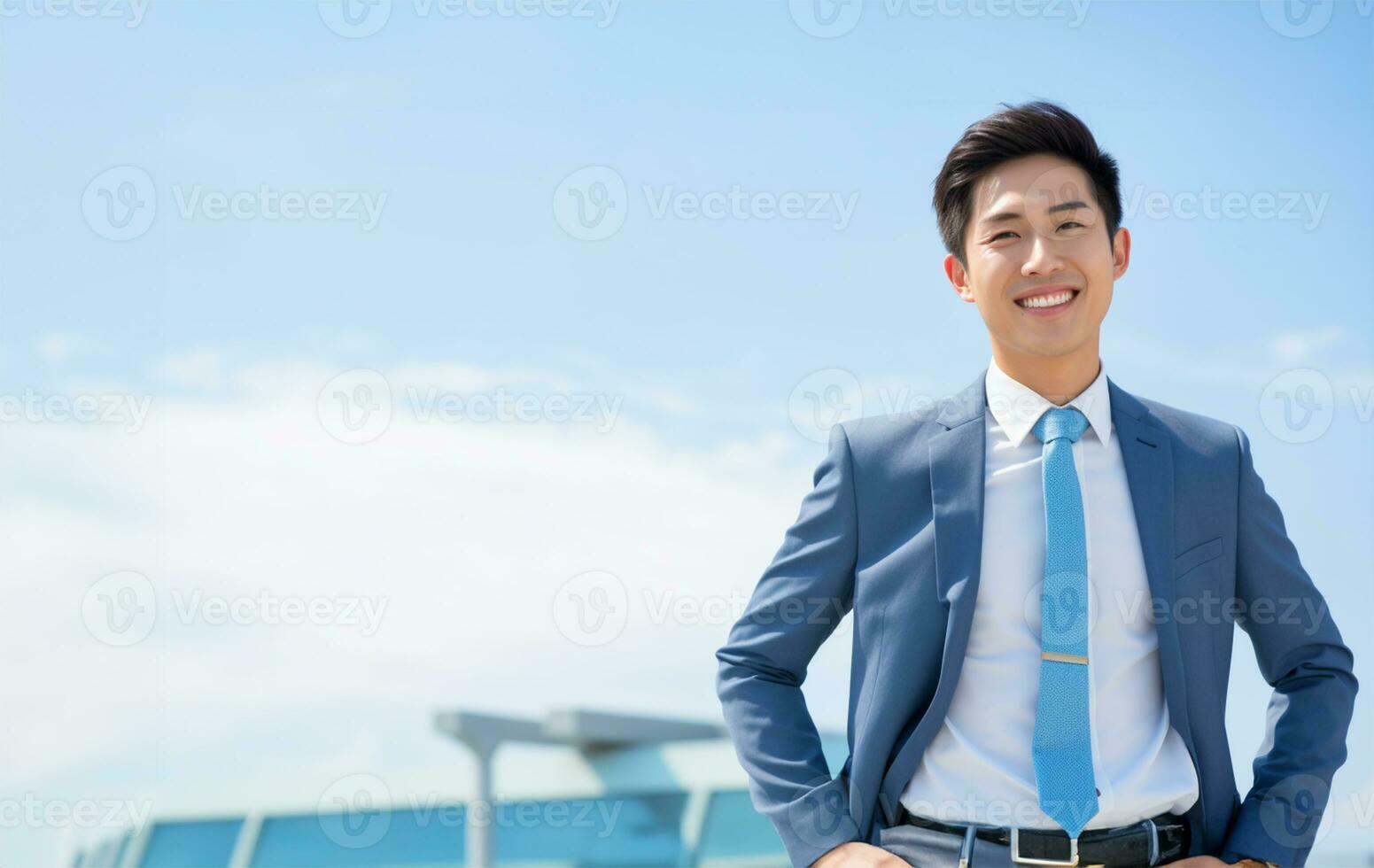 a young Asian businessman with a confident, radiant smile. AI Generated photo