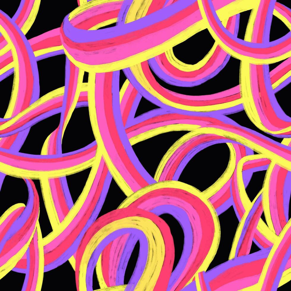 Seamless pattern with rainbow ribbon. Three dimensional volumetric curved rainbow. vector