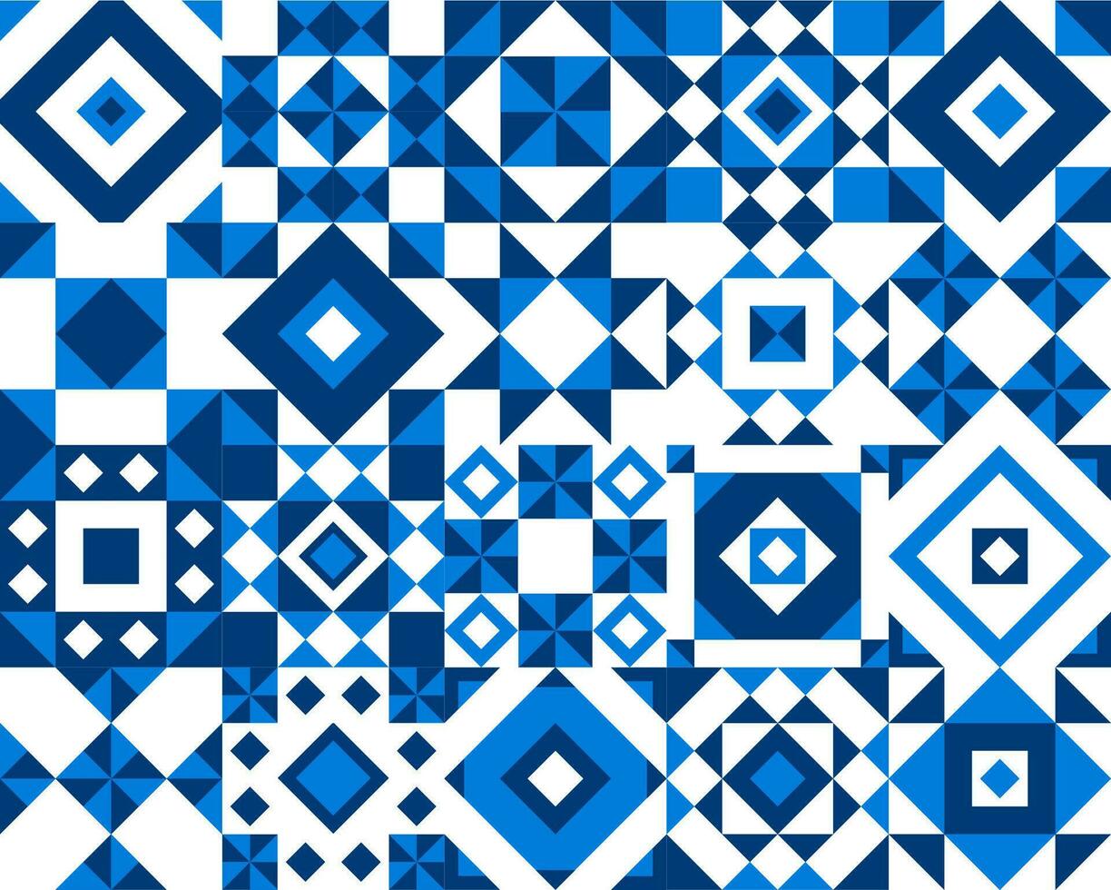 Blue ceramic tile pattern, geometric background vector