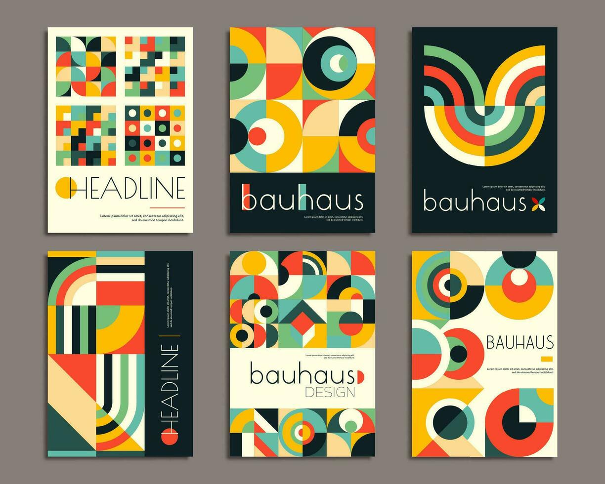 Bauhaus posters with geometric abstract patterns vector