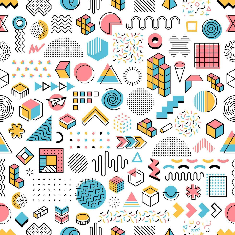 Memphis pattern background, abstract shapes vector
