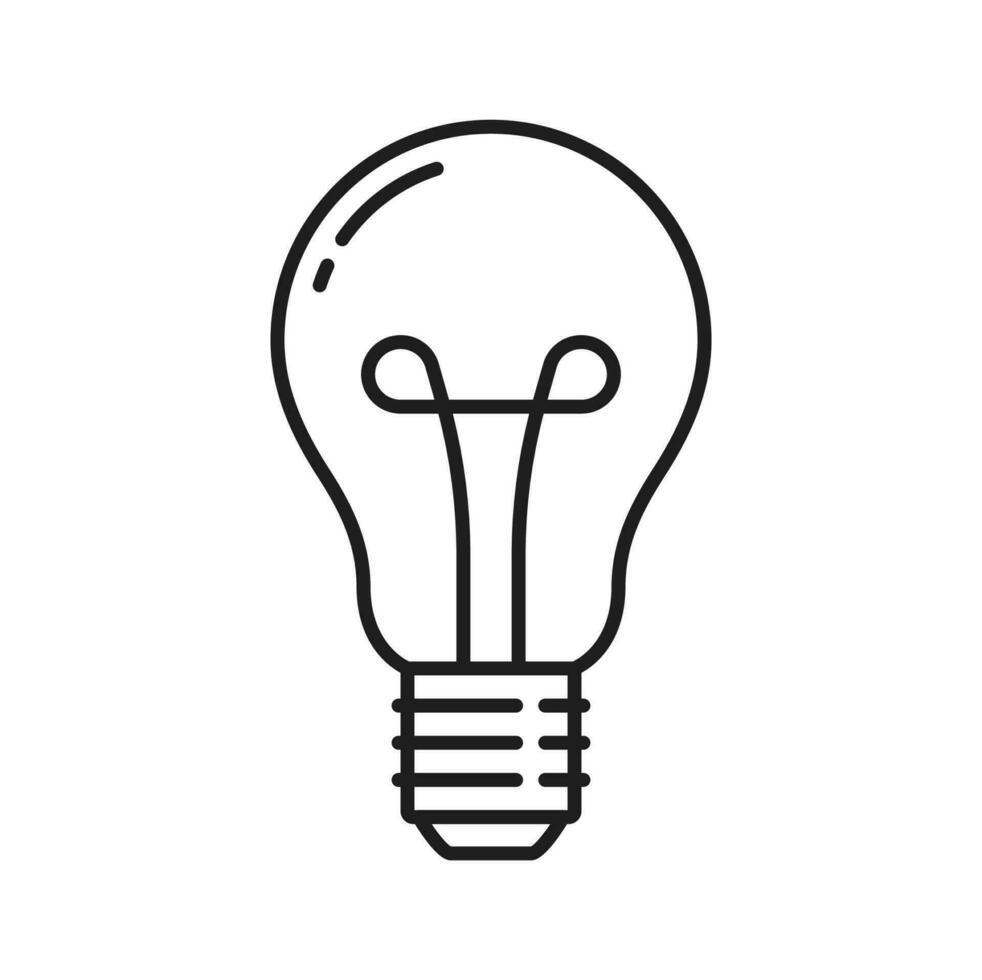 Incandescent light bulb or LED lamp outline icon vector