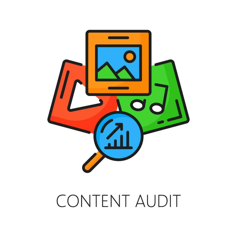 Content audit or web audit icon of digital media vector