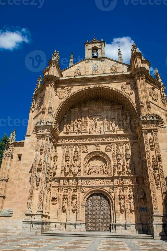 Exterior view of the historical Convent of San Esteban located in the Plaza del Concilio de Trento in the city of Salamanca built between 1524 and 1610 photo