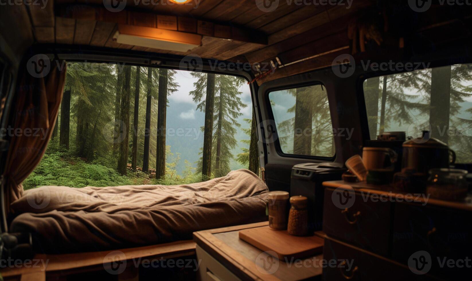 View from inside the camper van. photo
