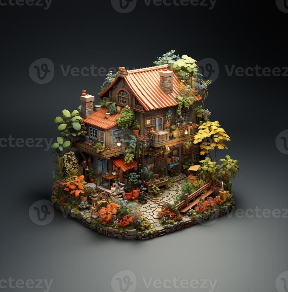isometric garden isolated photo
