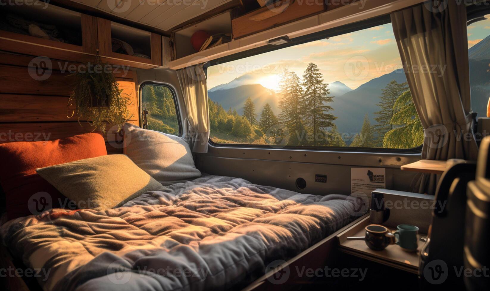 View from inside the camper van. photo