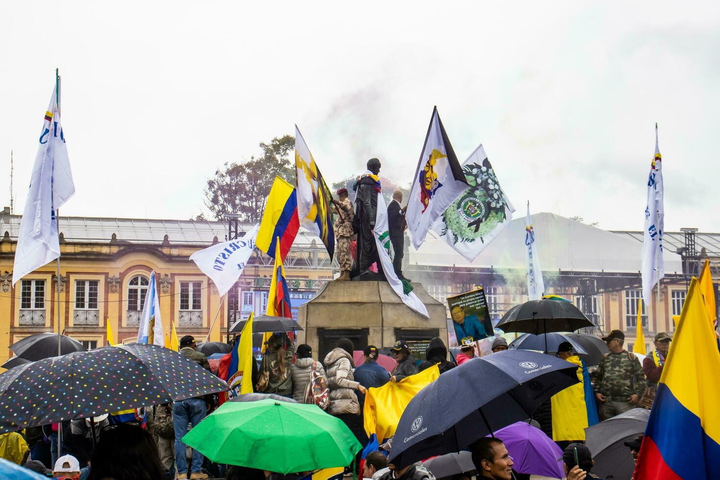 BOGOTA, COLOMBIA, 19 JULY 2023. Peaceful protest of the members of the active reserve of the military and police forces in Bogota Colombia against the government of Gustavo Petro photo
