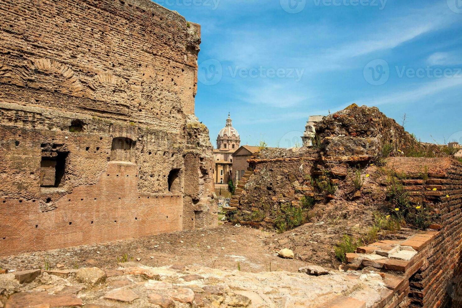 Ancient ruins of the Palatine Hill at the Roman Forum in Rome photo