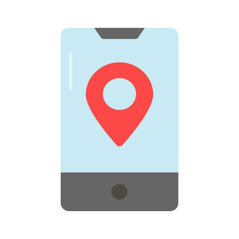 Map pin inside mobile showing vector of mobile location