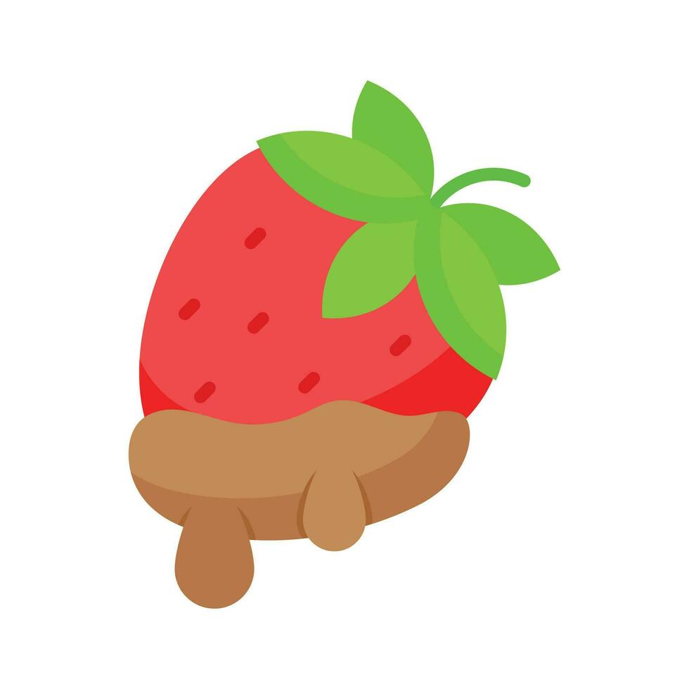 An amazing chocolate dipped strawberry vector design, modern flat style
