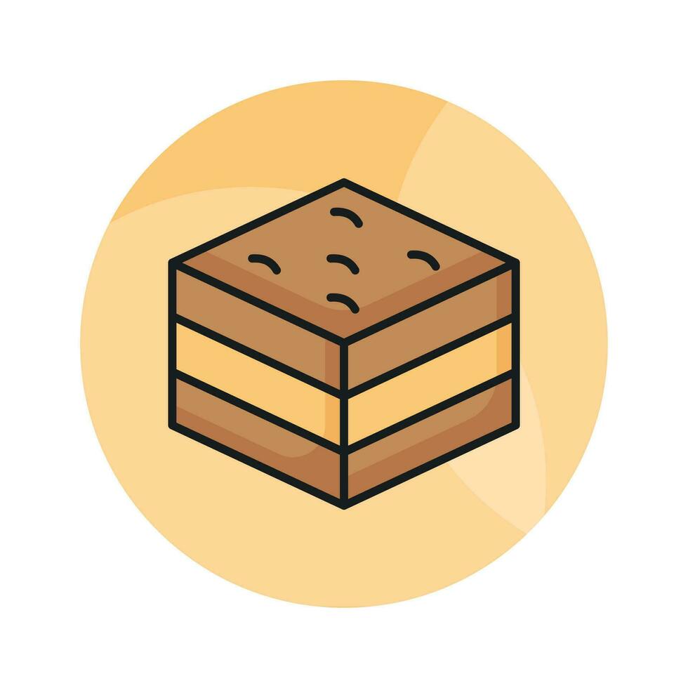 Chocolate brownie cake vector. Sweet chocolate pastry icon isolated on a white background vector