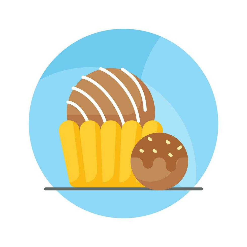 Chocolate truffle cake in modern flat style, premium vector