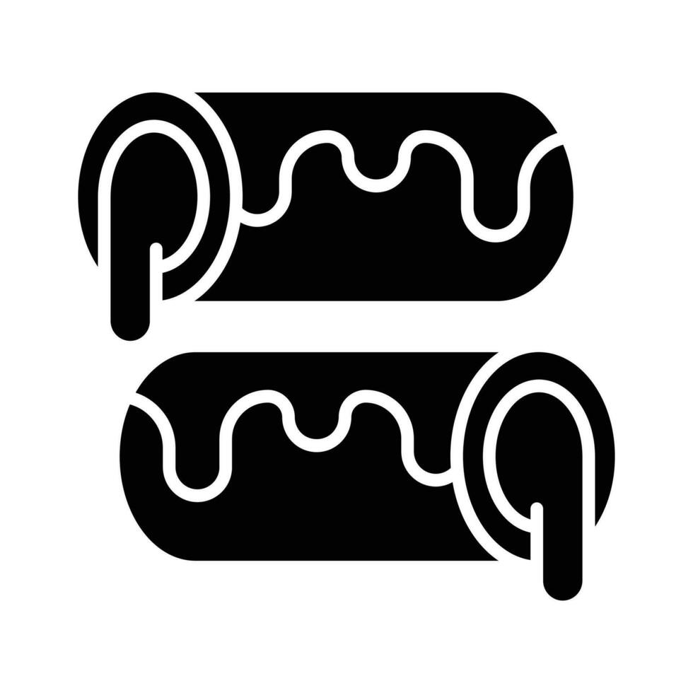 un pequeño, suave, Iniciar sesión conformado Pastelería lleno con chocolate, moderno plano eclair icono vector