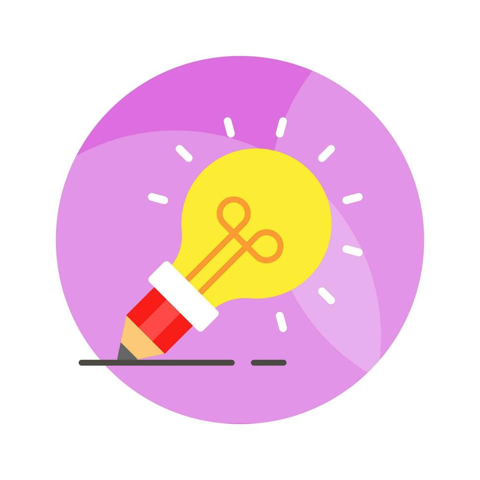 Light bulb with pencil denoting concept icon of creative writing, customizable design vector