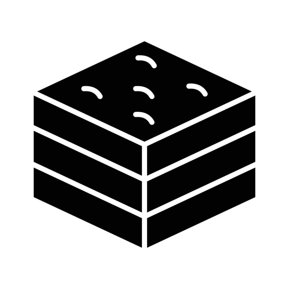 Chocolate brownie cake vector. Sweet chocolate pastry icon isolated on a white background vector