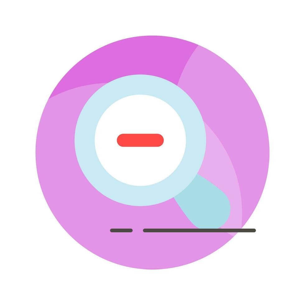 Minus sign inside the magnifier concept icon of zoom out in flat style vector