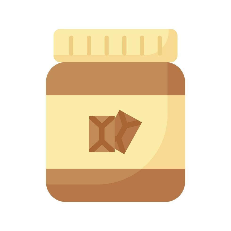 Chocolate spread jar icon isolated on white background. Cocoa sweet brown cream dessert for breakfast vector