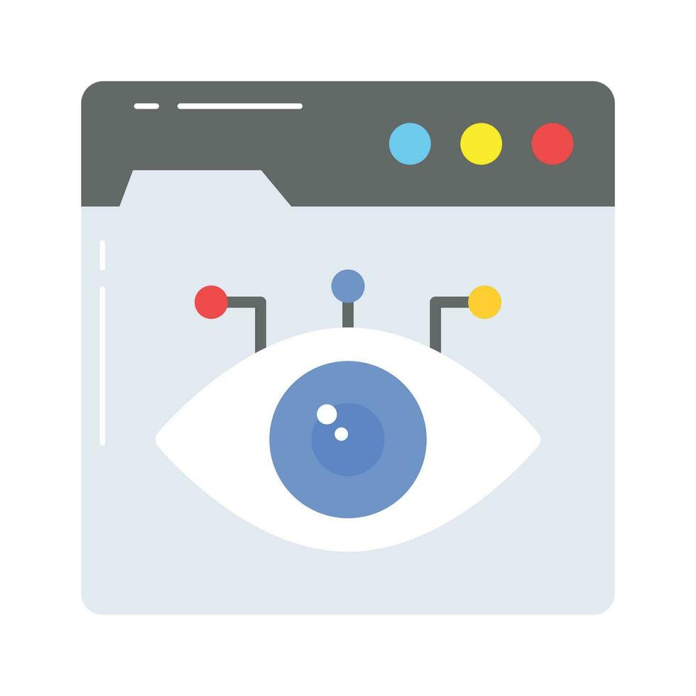 Eye on webpage denoting concept of website monitoring vector, easy to use icon vector
