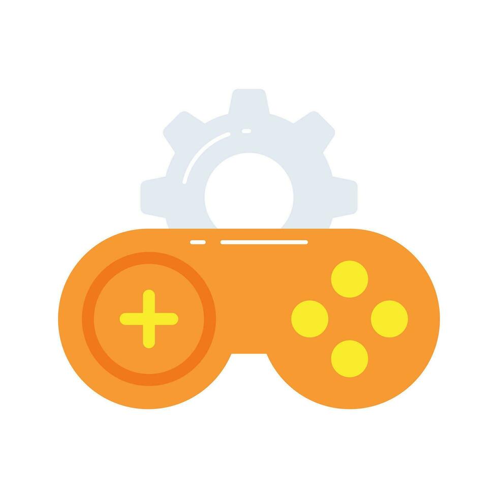 Gaming console with gear denoting concept of game development icon vector