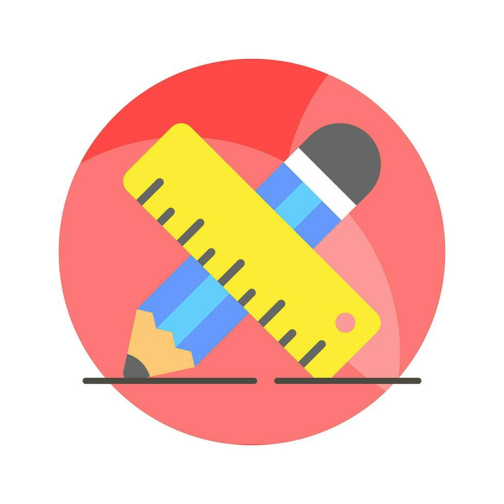 Stationery with Ruler, Pencil, Pen and Book Cartoon Vector Icon