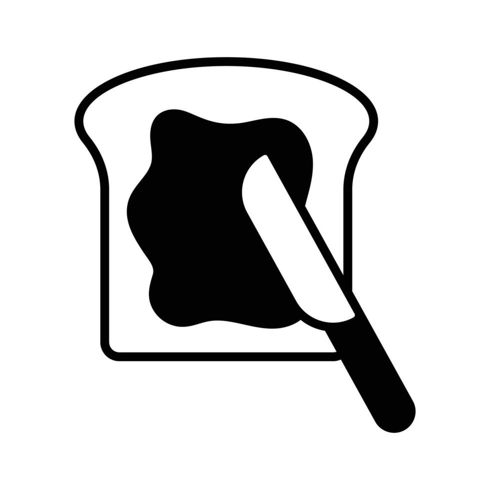 Sliced bread with knife and chocolate paste, toast icon in trendy style vector