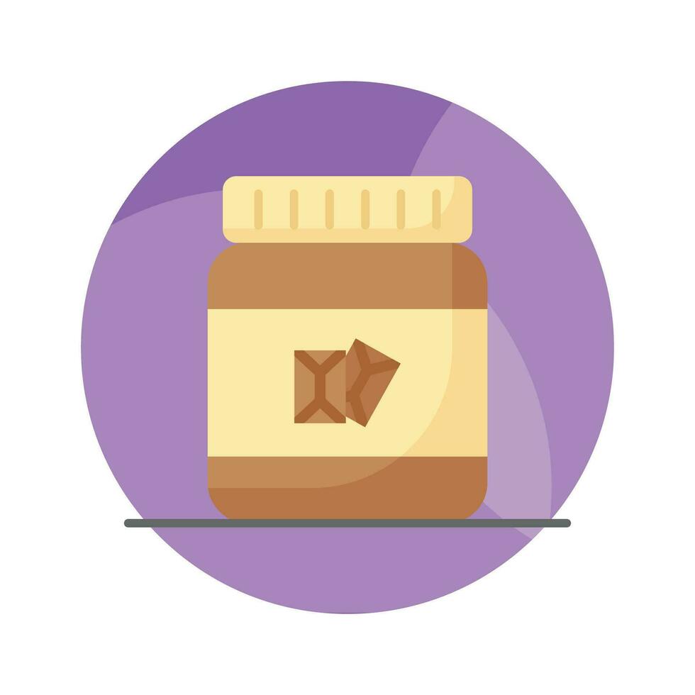 Chocolate spread jar icon isolated on white background. Cocoa sweet brown cream dessert for breakfast vector
