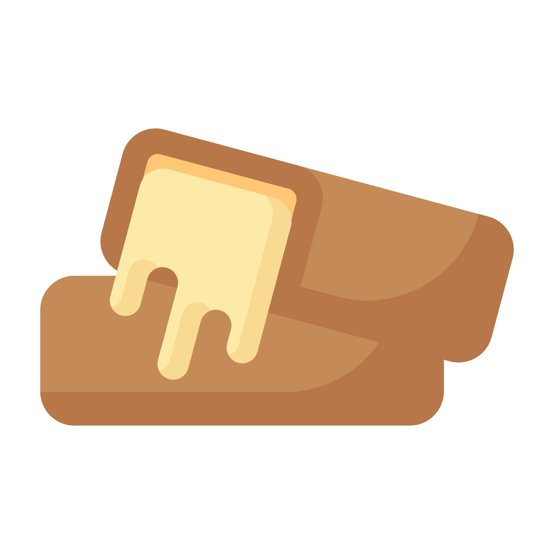 Chocolate bar filled with caramel, an icon of caramel chocolate in