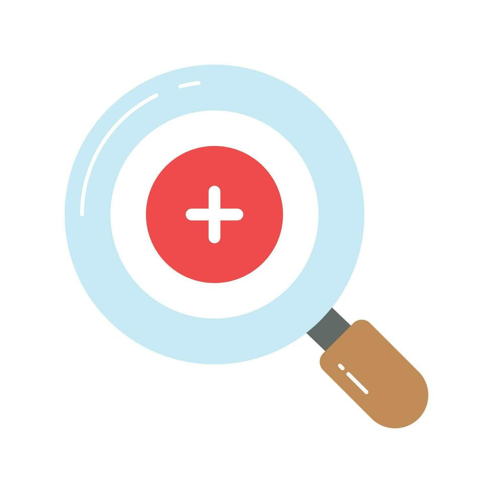 Plus sign inside the magnifier concept icon of zoom in, premium vector