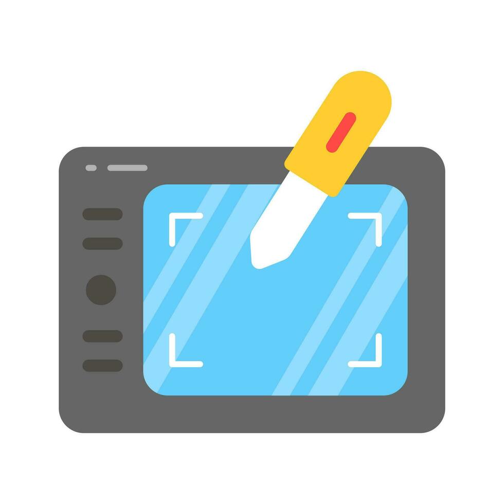 Digital graphic tablet vector design in flat style, drawing tablet icon