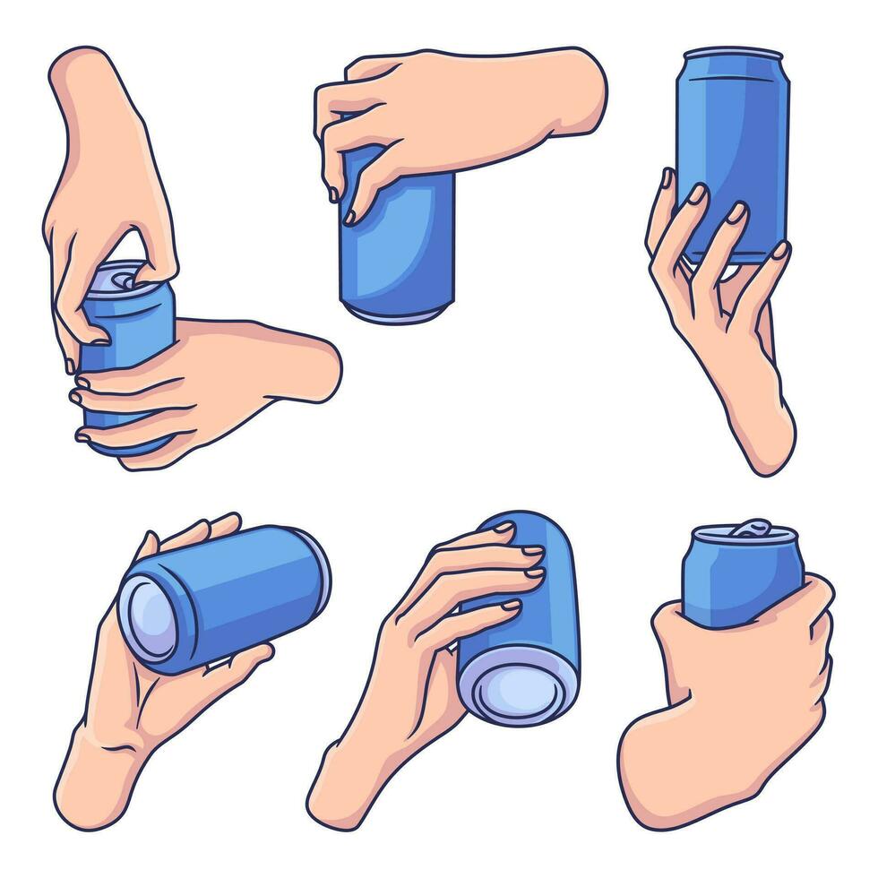 Free vector assorted photo poses cute hand holding a bottle doodle hand drawn art style