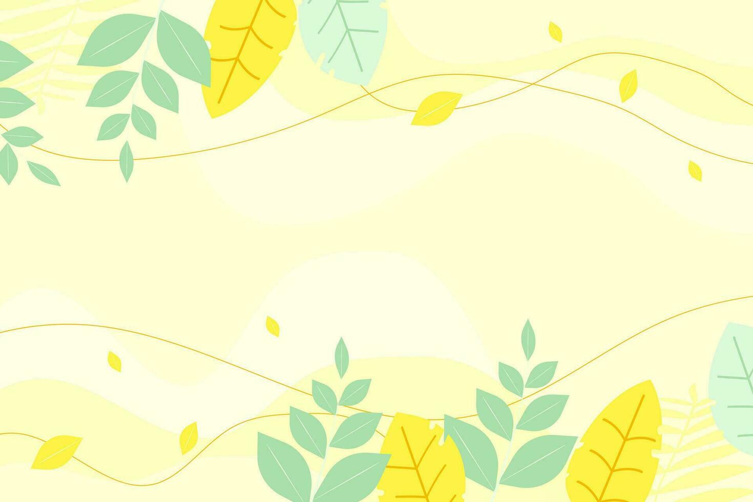 Flat hand drawn floral spring season concept background with leaves vector