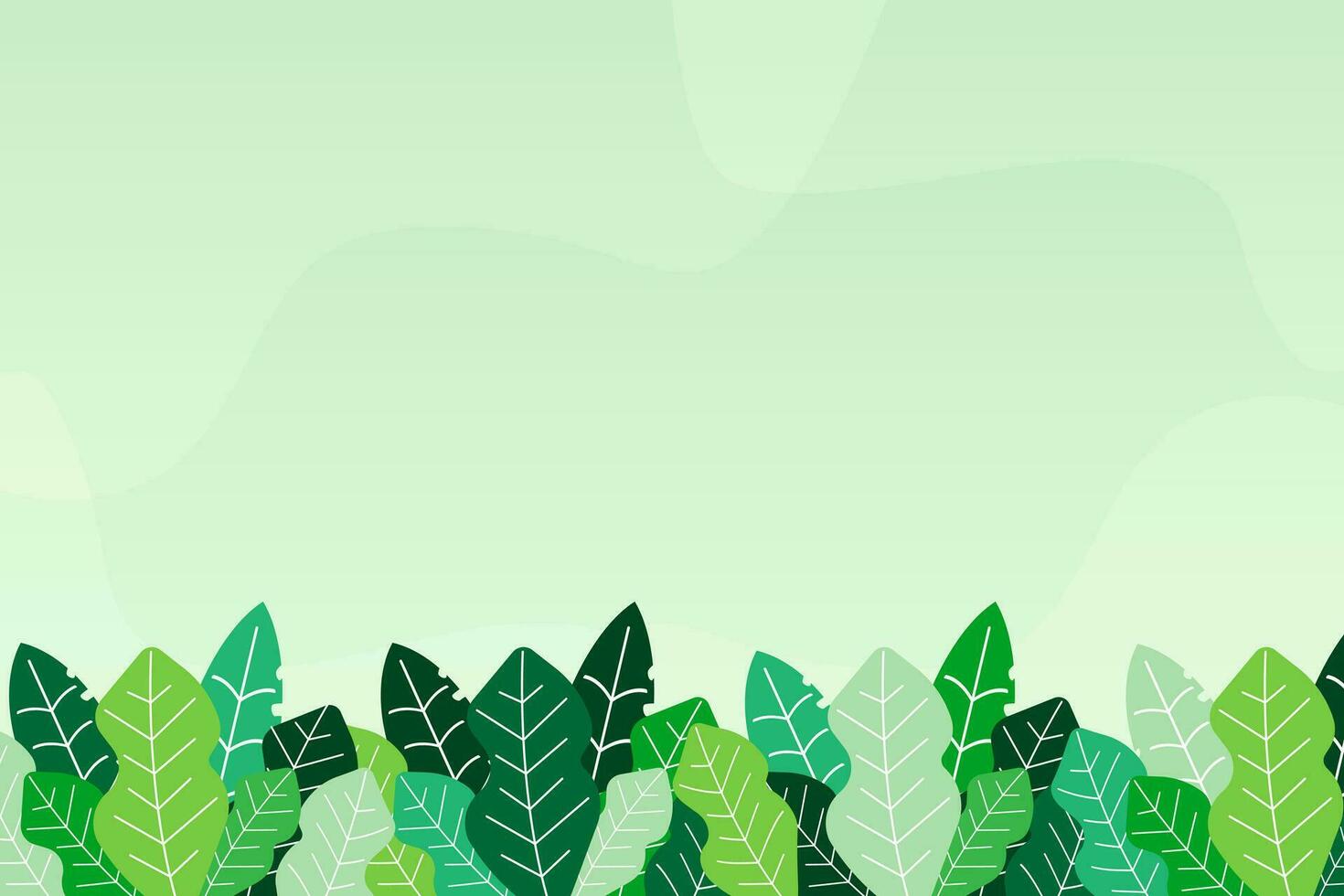 Flat hand drawn green tropical leaves concept background vector