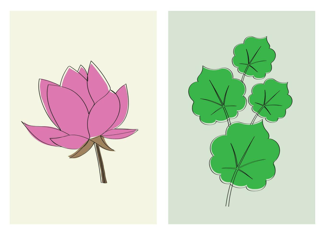 vector uno línea dibujo minimalista flor y follaje ilustración en línea Arte estilo