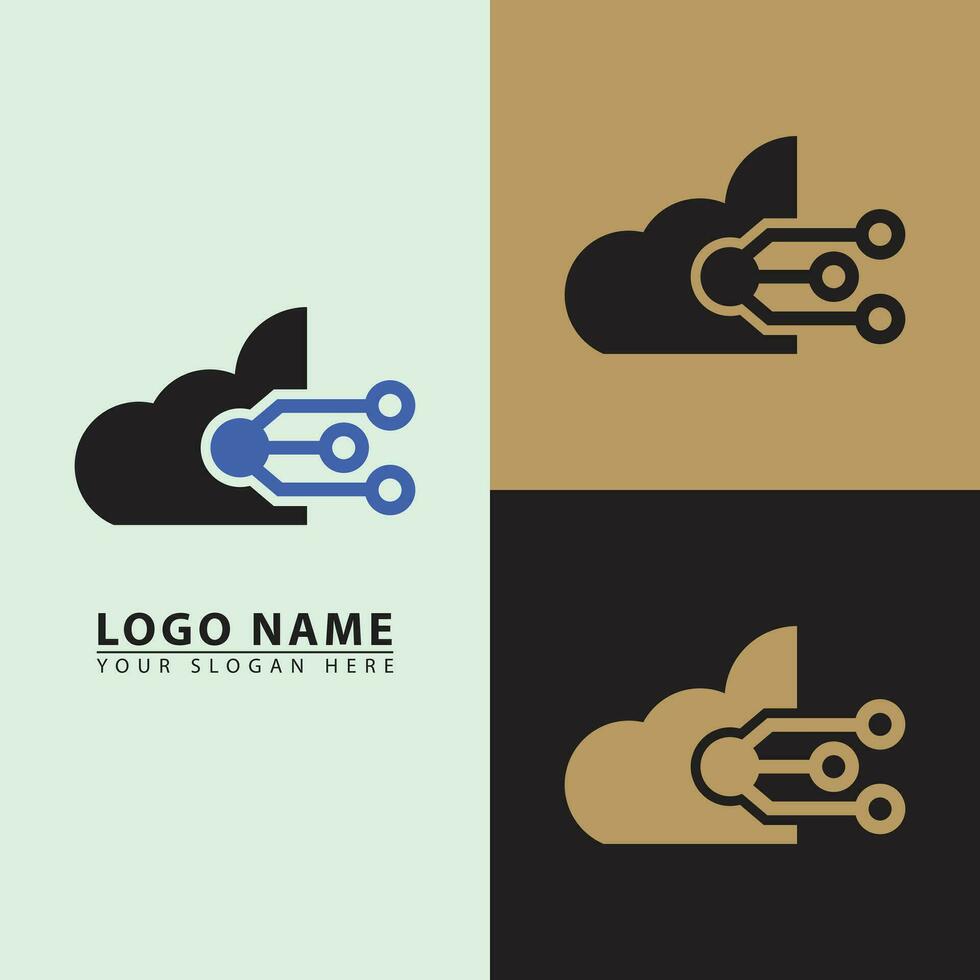 Technology cloud vector logo icon.