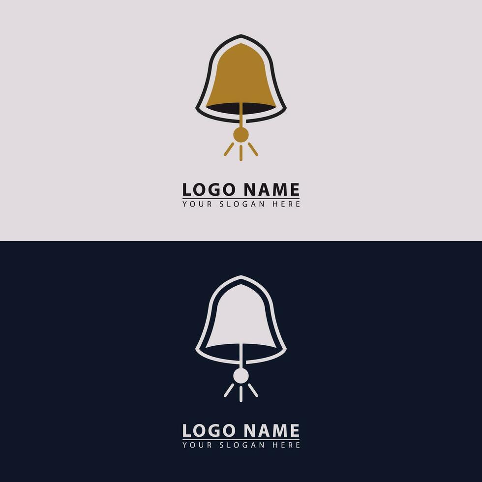 combination bell lamp hanging icon logo. vector