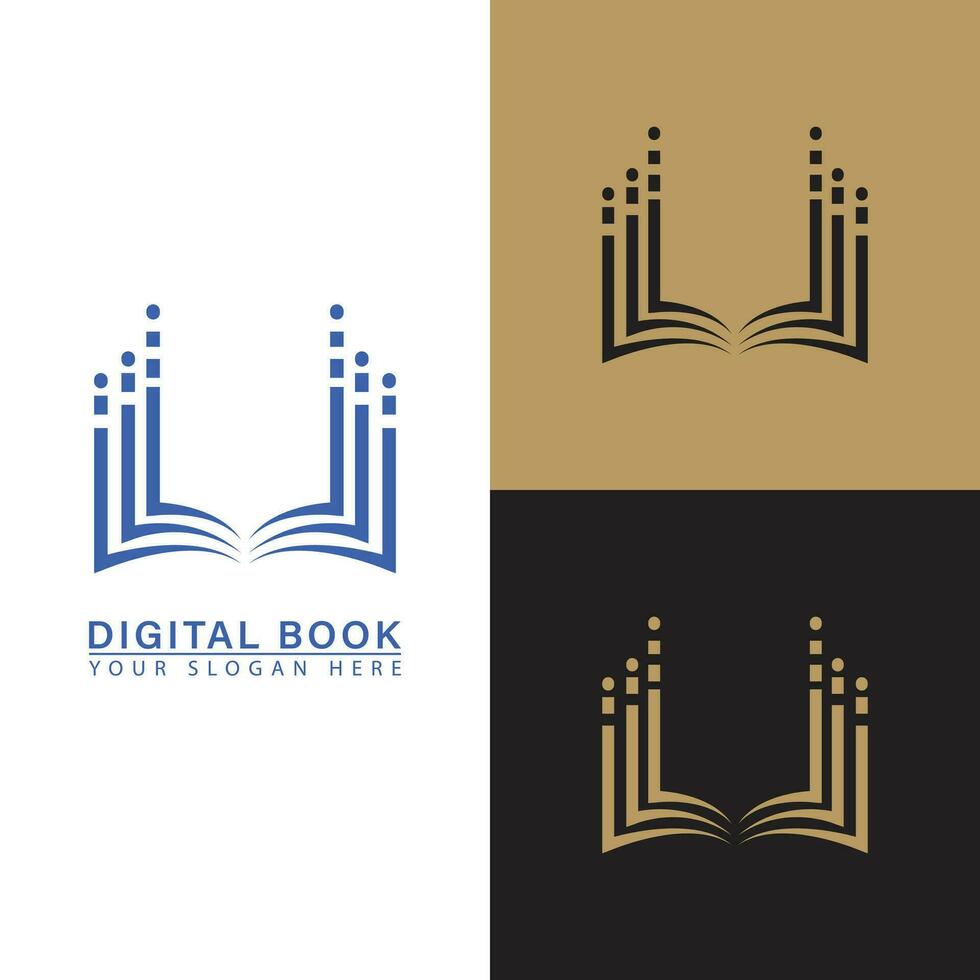 Book technology education vector logo icon.