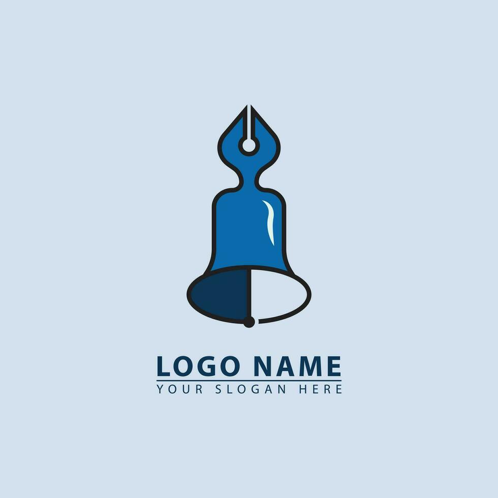 combination bell pen art logo icon. vector