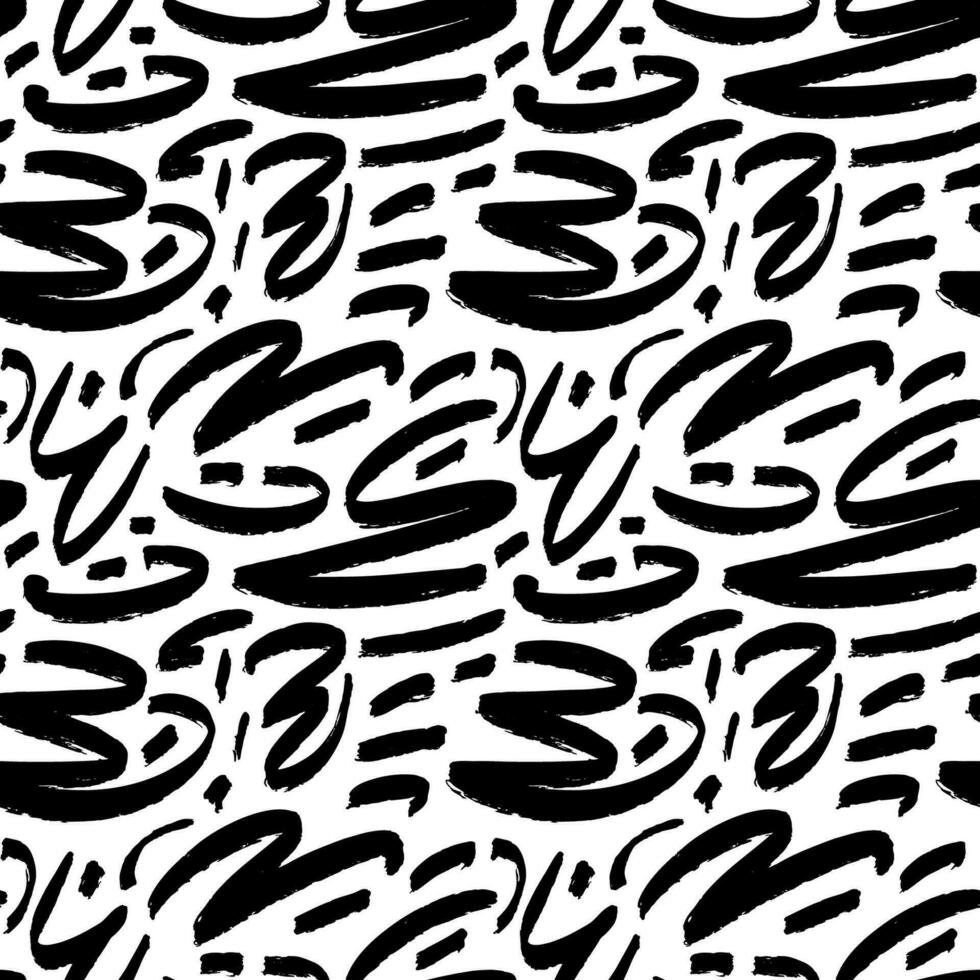 Marker drawn scribble vector seamless pattern. Childish drawing. Hand draws calligraphy swirls for background. Curly brush strokes, marker scrawls as graphic design wallpaper.