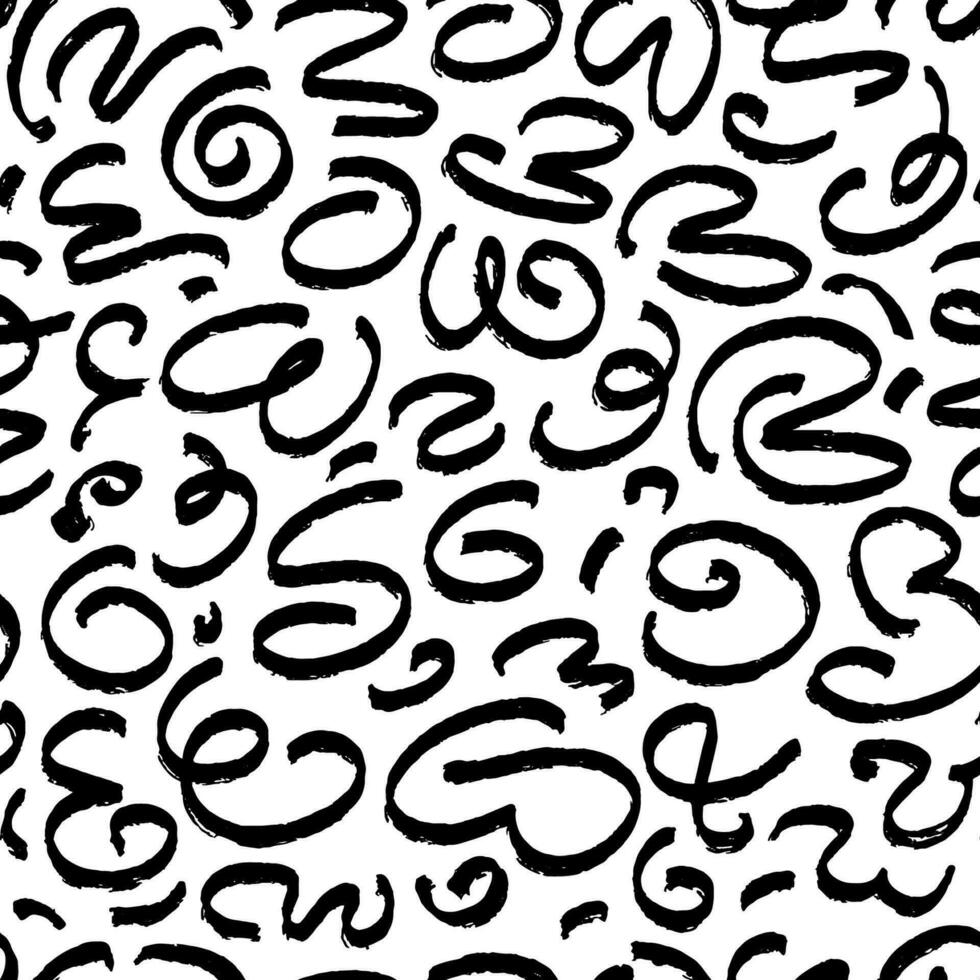 Marker drawn scribble vector seamless pattern. Childish drawing. Hand draws calligraphy swirls for background. Curly brush strokes, marker scrawls as graphic design wallpaper.