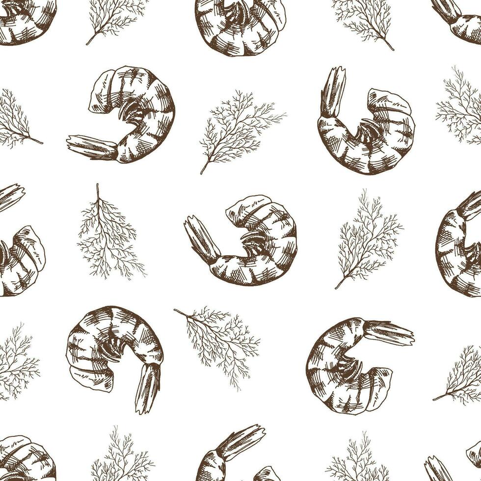 Hand-drawn vector seamless pattern of chili pepper and peppercorns. Vintage doodle illustration. Sketch for cafe menus and labels. The engraved image.