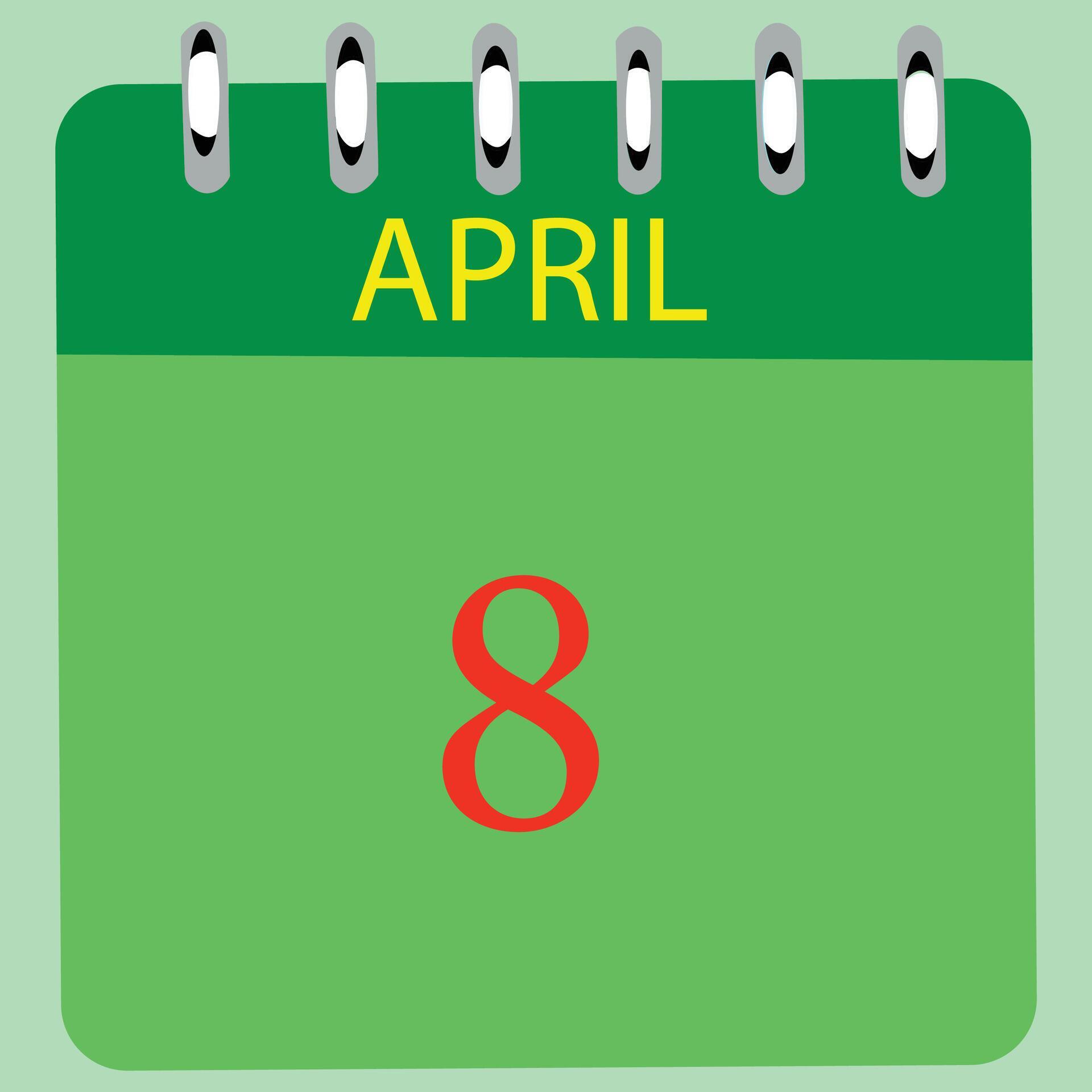 April 8 Calendar Daily Icon Date Month 26368516 Vector Art at Vecteezy