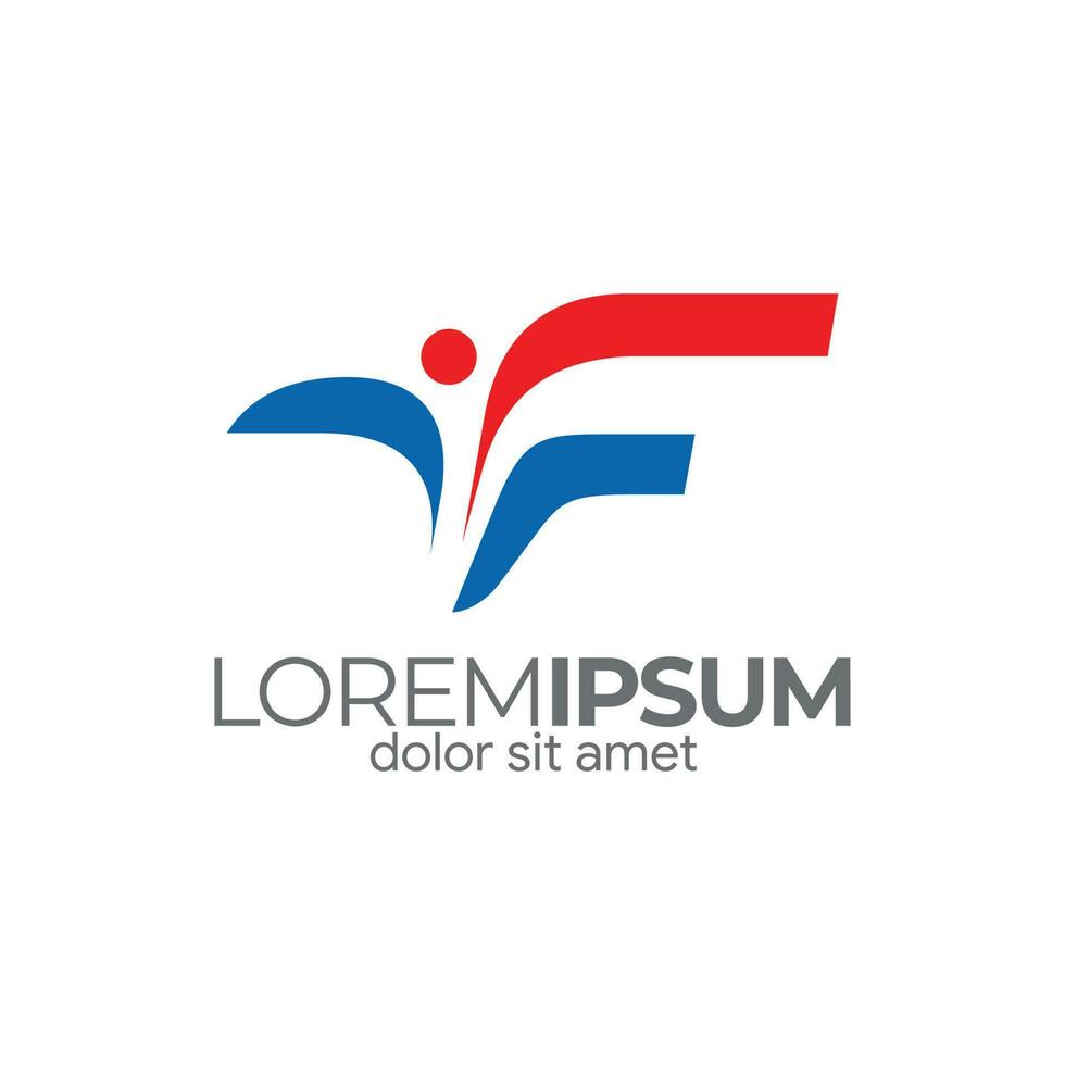 letra F contento personas logo modelo vector