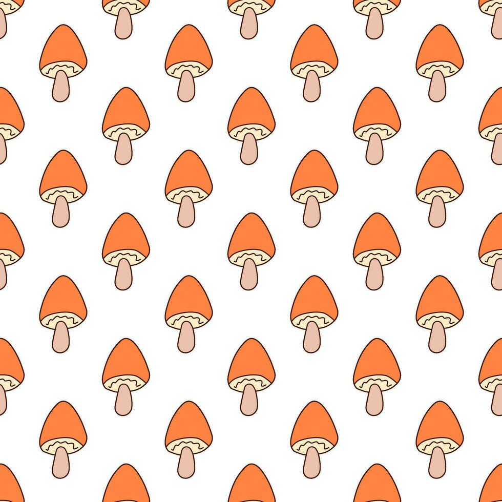 Mushroom pattern. Mushroom seamless pattern. Mushroom background. Retro pattern vector