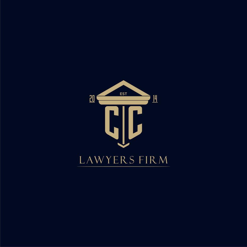 CC initial monogram lawfirm logo with pillar design vector