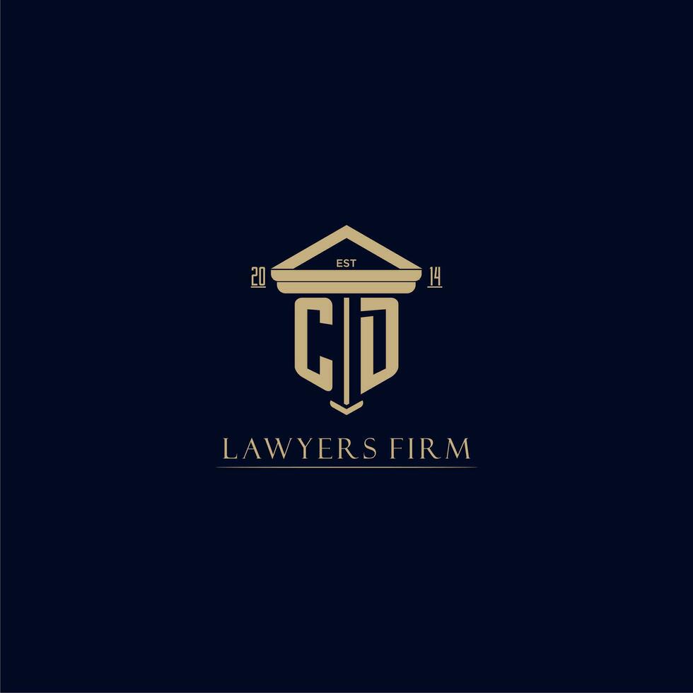 CD initial monogram lawfirm logo with pillar design vector