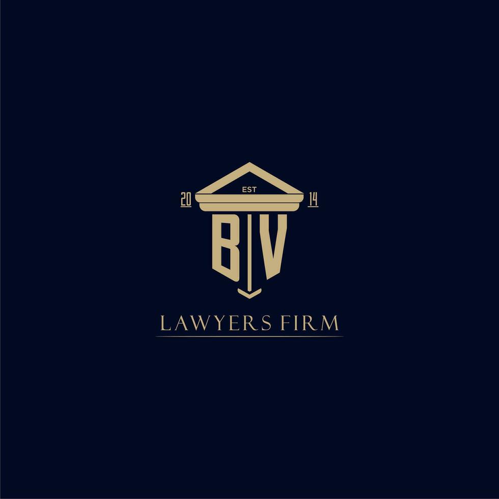 BV initial monogram lawfirm logo with pillar design vector