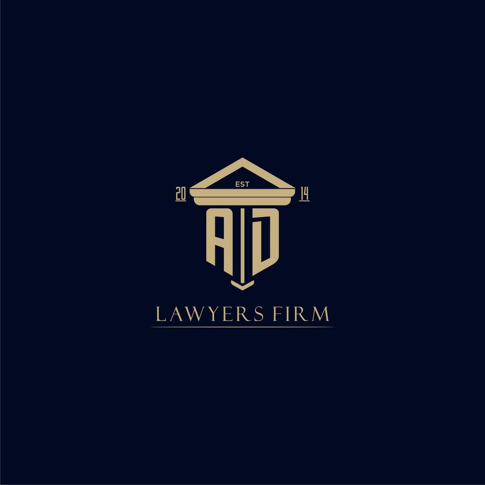 anuncio inicial monograma bufete de abogados logo con pilar diseño vector