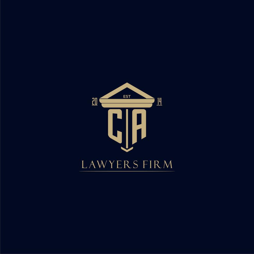 CA initial monogram lawfirm logo with pillar design vector