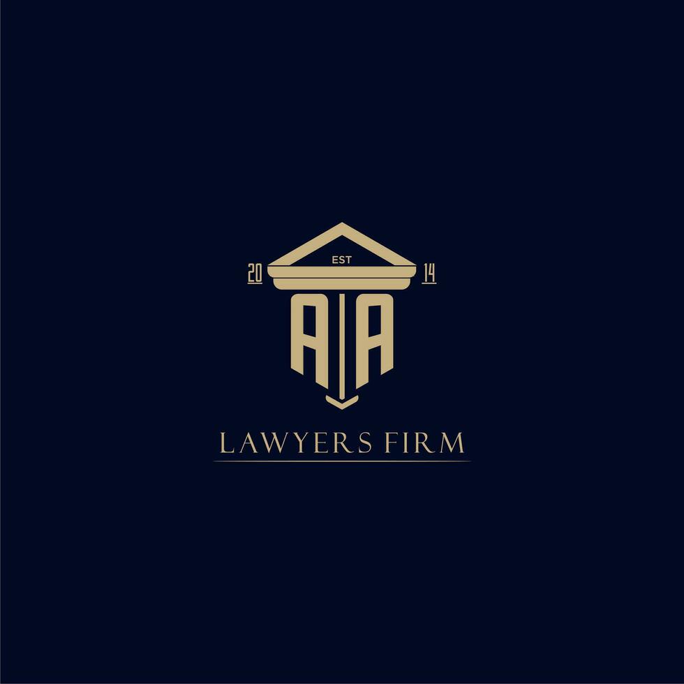 AA initial monogram lawfirm logo with pillar design vector
